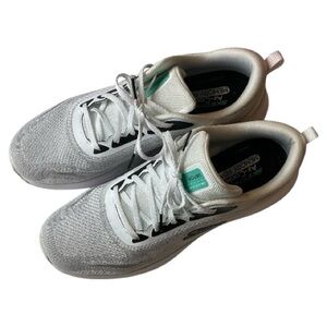 Skechers Vapor Foam Air-Cooled memory foam, silver, white athletic shoes Size 11